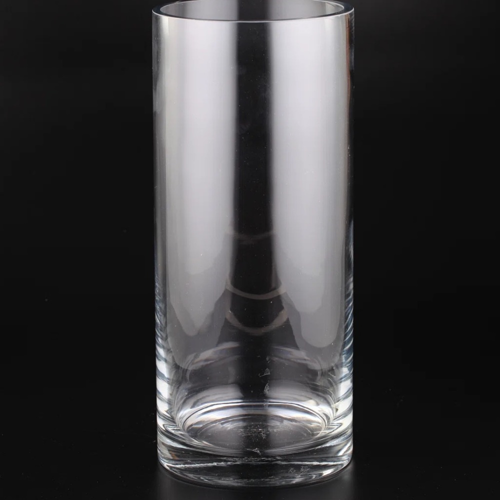 Restoration Hardware Cylinder Glass Vase Thick Modern Minimalist Clean V Day NWT